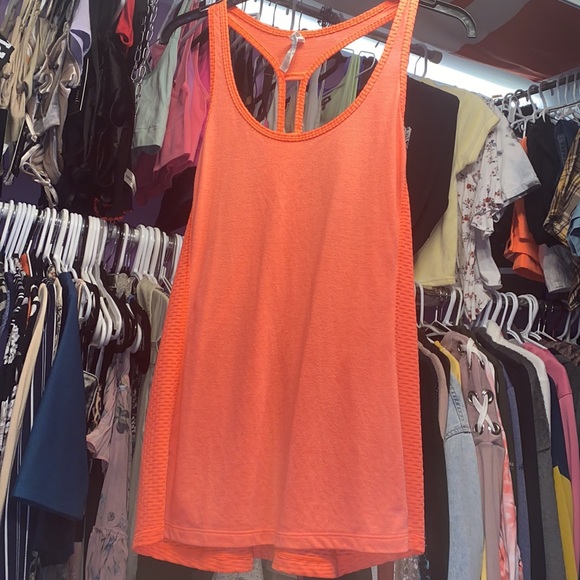 Ladies Orange UNDER ARMOUR running tank top T shirt exercise yoga fitness sz MD - Picture 4 of 9